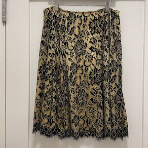 Cynthia Steffe Black and Yellow Floral Eyelash Lace Skirt